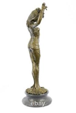 Bronze Sculpture Style Art Nouveau Deco Femme Statue 33 Grand Marbre Ouvre