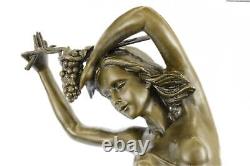Bronze Sculpture Style Art Nouveau Deco Femme Statue 33 Grand Marbre Ouvre