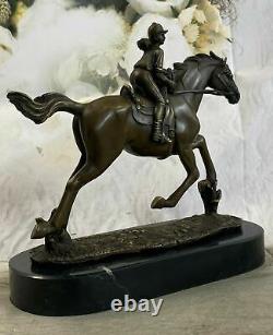 Bronze Sculpture The Lady Jockey Art Déco Fonte Original Décor Maison Art