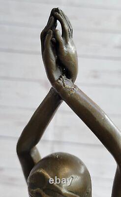 Bronze Signée Art Déco Rare Rugissant C 1920S Nu Danseuse Sculpture Statue Deal