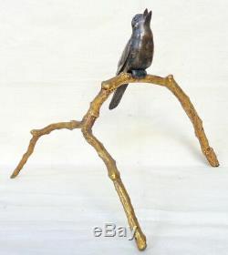 Bronze animalier Art Déco. Un rossignol sur une branche. J. BRAULT éditeur