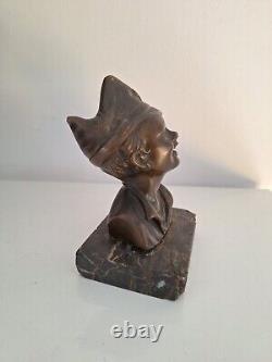 Bronze art déco sculpture buste 1920. Figurine art deco bronze statue miniature