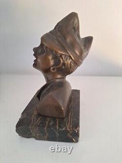 Bronze art déco sculpture buste 1920. Figurine art deco bronze statue miniature