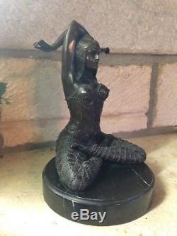 Bronze d'après Chiparus Art Deco Sculpture Statue femme Danseuse Civa Shiva 1930