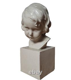 Buste d'enfant Faïence craquelée Art déco Sculpture
