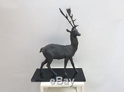 CERF SCULPTURE ANIMALIER EN BRONZE signée ROCHARD Art Deco