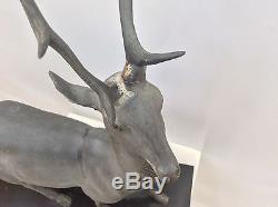 CERF SCULPTURE ANIMALIER EN BRONZE signée ROCHARD Art Deco