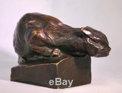 Chat à laffût Sculpture Bronze animalier d'époque Art-déco, vers 1930