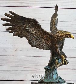 Chauve Aigle Bronze Sculpture Grand Oiseau Statue Art Déco Figure Extérieur Deal
