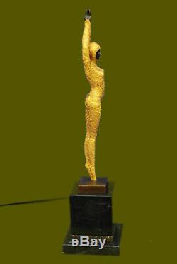 Chiparus Bronze Massif Sculpture. Abstrait Art Déco Nouveau Figurine