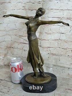 D H Chiparus Art Déco Bronze Sculpture Fin Femme Danseuse Fonte Décor