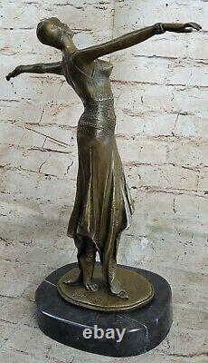 D H Chiparus Art Déco Bronze Sculpture Fin Femme Danseuse Fonte Décor
