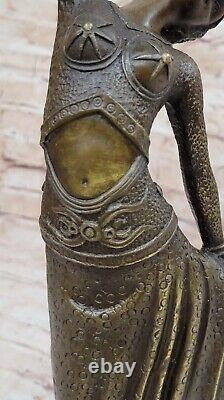 D H Chiparus Bronze Statue Art Déco Égyptien Danseuse Sculpture Signée Ouvre