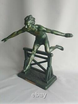 D. H Chiparus Sculpture Art Deco Sportif Au Saut De Haies Jeux Olympiques 1920