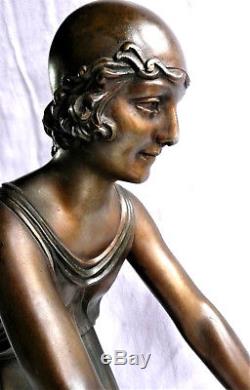 D. H Chiparus large sculpture statue Art Déco Femme au Faon 1930