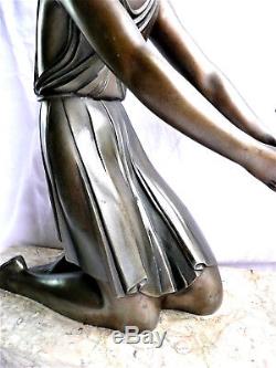 D. H Chiparus large sculpture statue Art Déco Femme au Faon 1930