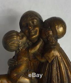 Dh. Chiparus Rare Statue Sculpture Art Deco Mere Et Enfants