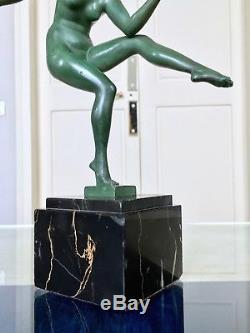 Danse païenne Max Le Verrier Statue Art Déco signée Derenne Sculpture Danseuse