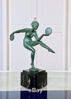 Danse païenne Max Le Verrier Statue Art Déco signée Derenne Sculpture Danseuse