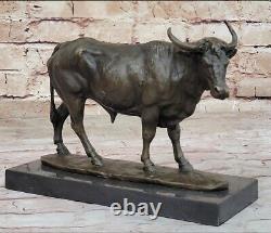 De Collection Fait Sculpture Statue Cuivre Bronze Vache Bull Deco Art 10 Long