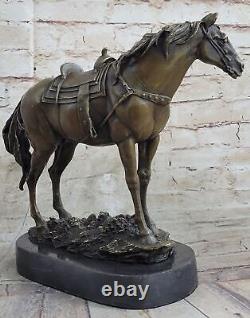 Détaillé Ferme Cheval Avec / Selle Bronze Sculpture Art Déco Figurine Statue