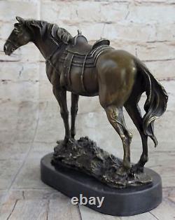Détaillé Ferme Cheval Avec / Selle Bronze Sculpture Art Déco Figurine Statue