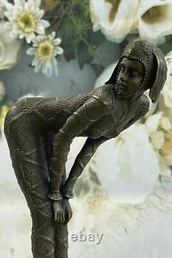Dh Chiparus Bronze Sculpture Figuratif Érotique Danseuse Femme Art Déco Signée
