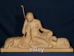 Diane, Sculpture Terre Cuite, Laveysse, Susses Frères, Art Déco statue Ancien
