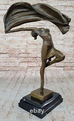 Drapeau Danseuse Art Déco Bronze Fonte Sculpture Aldo Vitaleh Figurine Deal Nr