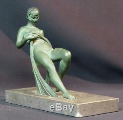 E 1920 superbe paire statues sculpture bronze signée LIMOUSIN art nouveau déco