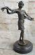 Écharpe Danseuse Pure Bronze Art Déco Signée C. Mirval Fonte Figurine Décor