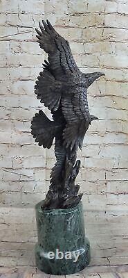 En Bronze Statue Sculpture De Deux Eagles Art Déco Fabriqué Par'Lost' Cire Vert