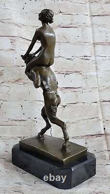 Érotique Nu Satyre Ampère Nue Femelle Sexuel Grec Art Déco Sculpture en Bronze