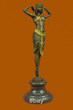 Exotique Danseuse en Bronze Statue Or Patine Fonte Classique Art Déco Style