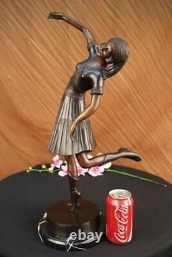 Fait à la Main Femme Danseuse en Bronze Marbre Sculpture Deco Figurine Art Fonte