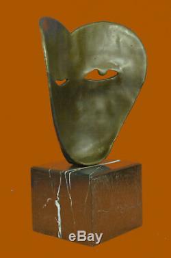 Fait à la Main Moderne Art Visages par Picasso Bronze Sculpture Marbre Base Déco