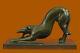 Fait à La Main Signée Lévrier Racing Chien Bronze Sculpture Figurine Art Déco