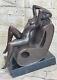 Femelle Bronze Chair Figurine Statue Nue Classique Femme Art Déco Sculpture Deal