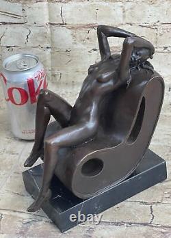 Femelle Bronze Chair Figurine Statue Nue Classique Femme Art Déco Sculpture Deal