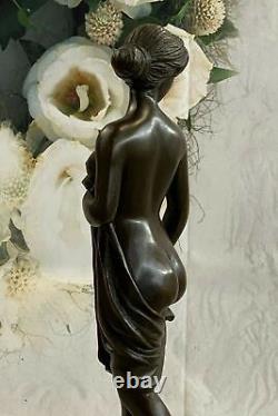 Femelle Bronze Chair Figurine Statue Nue Classique Femme Art Déco Sculpture Du