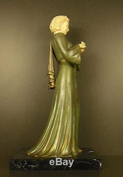 Femme art déco sculpture c 1930 H 40 cm 5,6 kg Chryséléphantine Reading woman