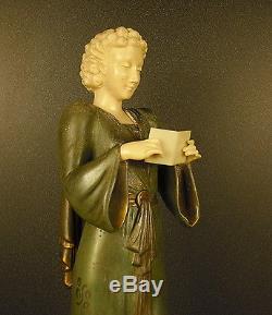 Femme art déco sculpture c 1930 H 40 cm 5,6 kg Chryséléphantine Reading woman