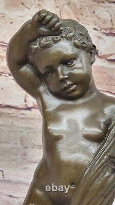 Figurine Chair Mâle Jeune Garçon Bronze Statue Art Déco Sculpture Signée