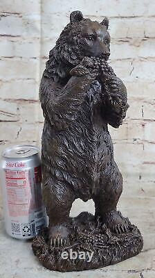 Fonte Métal Bronze Comme Grizzly Ours Sculpture Animal Figurine Art Déco Artwork