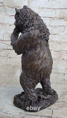 Fonte Métal Bronze Comme Grizzly Ours Sculpture Animal Figurine Art Déco Artwork