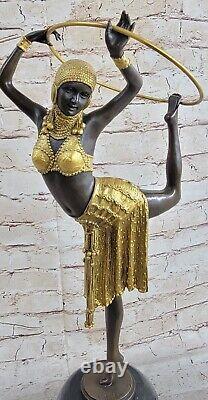 Français Art Déco Chiparus Bronze Dancing Girl Figurine Statue Domestique