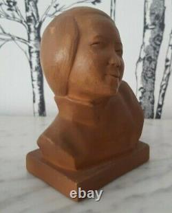 G Hauchecorne Sculpture buste terre cuite chinoise Art Déco 22132