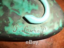 G LAVROFF ART DECO ANIMALIER PANTHERE FAIENCE Russe Russie Russia