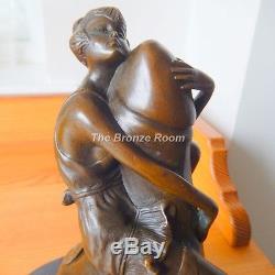 Genuine Bronze Art Deco Hugger Sculpture on Marble Base by Bruno Zach