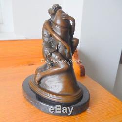 Genuine Bronze Art Deco Hugger Sculpture on Marble Base by Bruno Zach